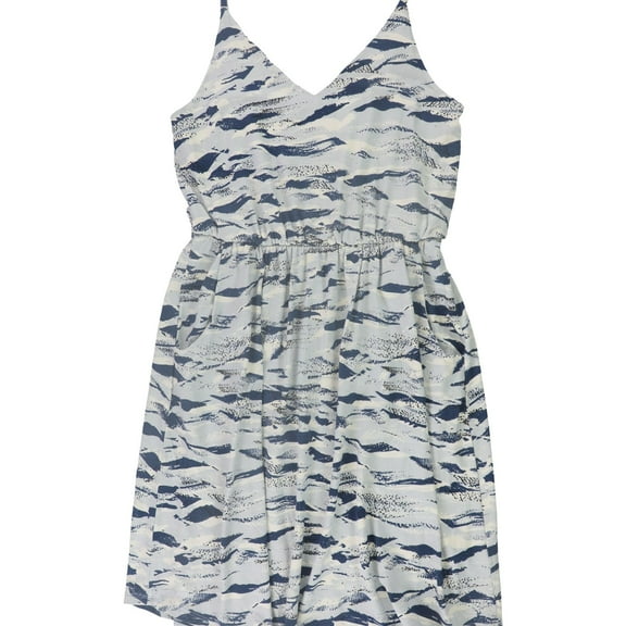 A-Line Womens Waves Blouson Dress, Blue, Medium