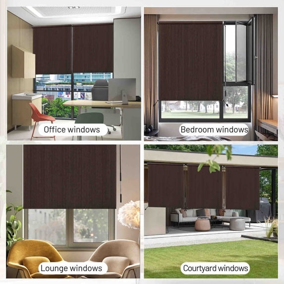 A-Lion Cordless 200 GSM HDPE Fabric Roller Blinds, Dark Brown, 6" x 8"