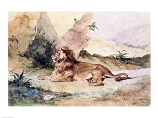 A Lion in the Desert 1834 Canvas Art - Eugene Delacroix (24 x 18)