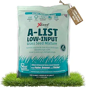 A-List Low Input Mixture Lawn Seed - Premium Grass Seeds for Lawn Repair Over Seeding and Thickening Ideal for Low Maintenance Drought-Resistant Lawn for High Traffic Sun and Light Shade Mix,3Pounds