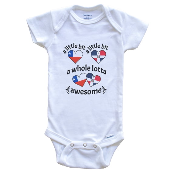 A Little Bit Chilean Dominican Chile Dominican Republic Heart Flags Baby Bodysuit, 0-3 Months White