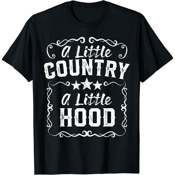 A Little Bit Country A Little Bit Hood Music Concert Gift T-Shirt Black Large