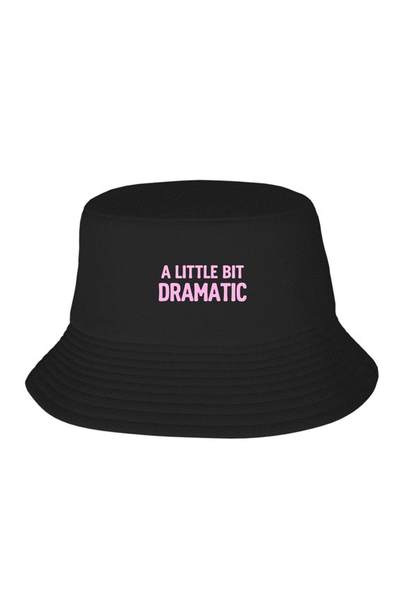 A Little Bit Dramatic Printed Pattern Black Bucket Hats for Women Sun Protection