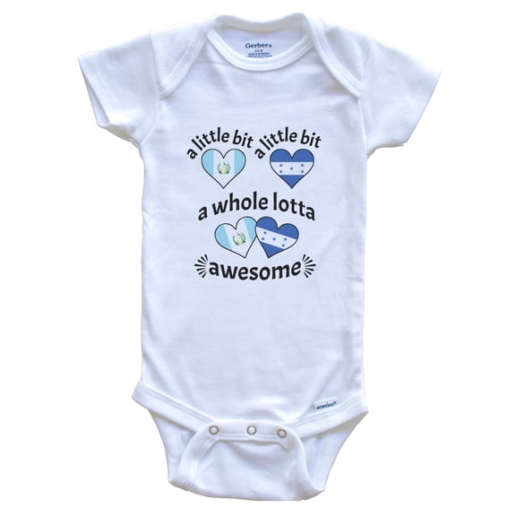 A Little Bit Guatemalan Honduran Guatemala Honduras Heart Flags Baby Bodysuit, 0-3 Months White