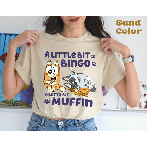 A Little Bit Muffin Bluey T-Shirt, Cartoon Shirt, Funny Cartoon Shirt, Blue Dog Friends Shirt, Bluey Family, Sand Color