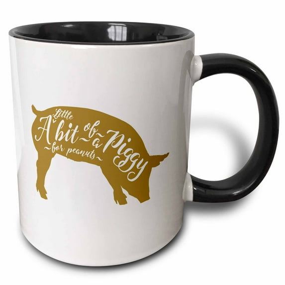 A Little Bit of a Piggy for Peanuts- Funny Piggy Design in Brown 11oz Two-Tone Black Mug mug-261948-4