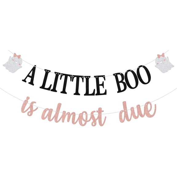 A Little Boo is Almost Due Banner - Halloween Baby Shower Decorations Girl - A Little Boo is Almost Due Baby Shower