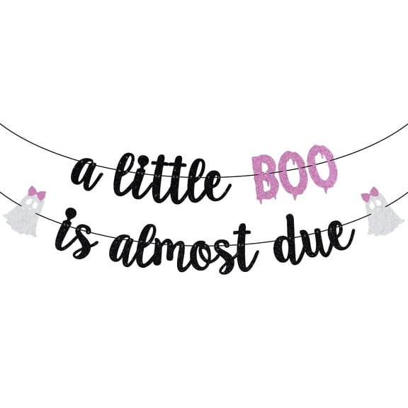 A Little Boo is Almost Due Banner, Happy Boo Day Sign, Ghost Halloween Baby Shower Party Decorations for Girls