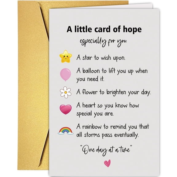 A Little Card of Hope Uplifting Encouragement Greeting Card with Gold Envelope Perfect for Supporting Friends and Family in Tough Times