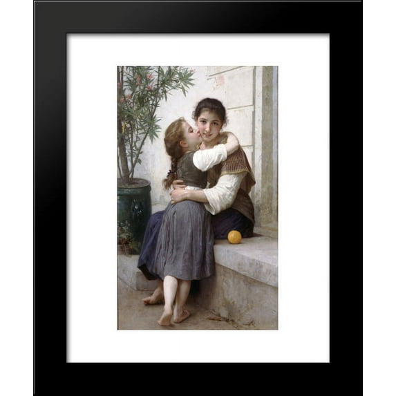 A Little Coaxing 20x24 Framed Art Print by William-Adolphe Bouguereau
