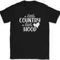 thumbnail image 1 of A Little Country A Little Hood T-Shirt Funny Cowboy Cowgirl Music Tee - Black, 4XL, 1 of 1