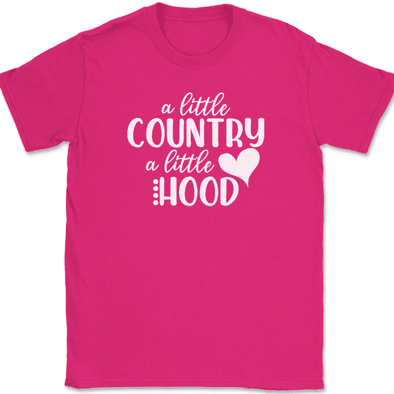 A Little Country A Little Hood T-Shirt Funny Cowboy Cowgirl Music Tee - Pink, 3XL