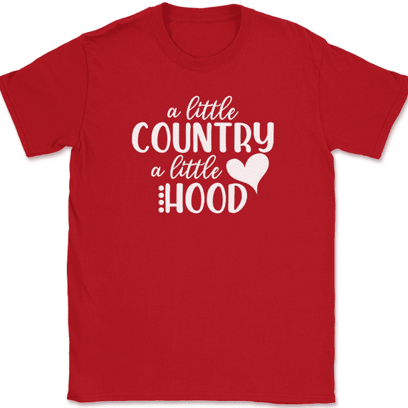 A Little Country A Little Hood T-Shirt Funny Cowboy Cowgirl Music Tee - Red, 2XL