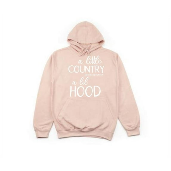 A Little Country A Little Hood, Country Hoodie, Women's Country Hoodie, Hood Hoodie, Gift For Her, Country Hoodie, Farm Shirt, Girl Farmer, Peach (White Text), 2XL