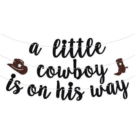 A Little Cowboy is on his Way Banner, Mexican Themed Cowboy Birthday/Baby Shower, Western Gender Reveal Party Decorations Supplies for Boy