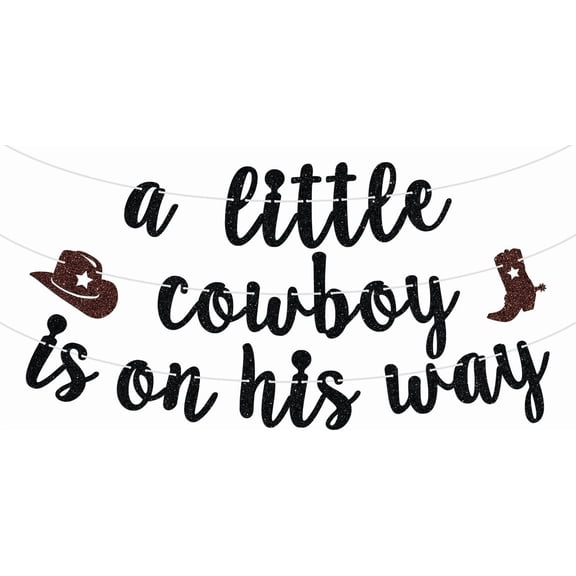 A Little Cowboy is on his Way Banner, Mexican Themed Cowboy Birthday/Baby Shower, Western Gender Reveal Party Decorations Supplies for Boy