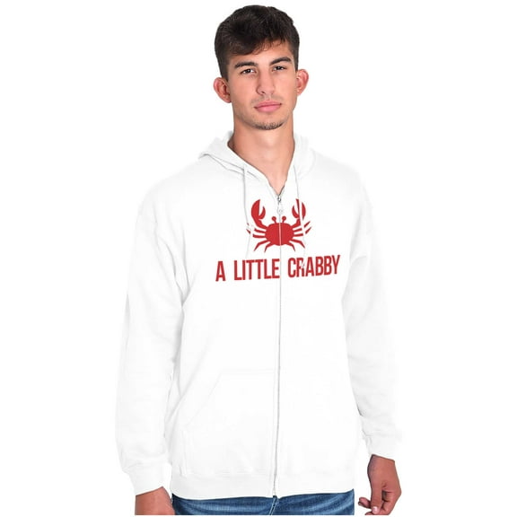 A Little Crabby Cranky Beach Lover Unisex Fleece Graphic Zip Up Hoodie Brisco Brands 2X