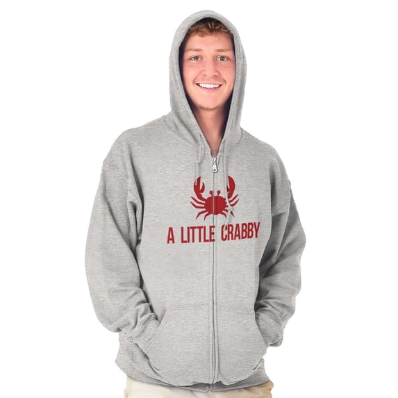 A Little Crabby Cranky Beach Lover Unisex Fleece Graphic Zip Up Hoodie Brisco Brands 4X