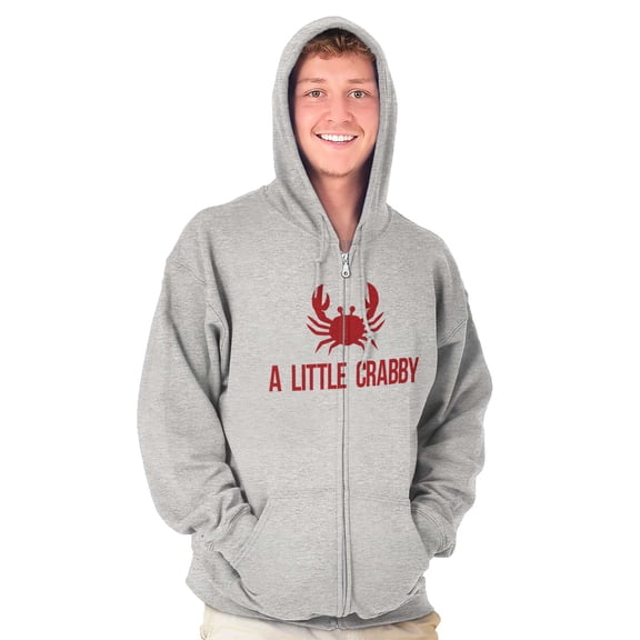 A Little Crabby Cranky Beach Lover Unisex Fleece Graphic Zip Up Hoodie Brisco Brands 5X