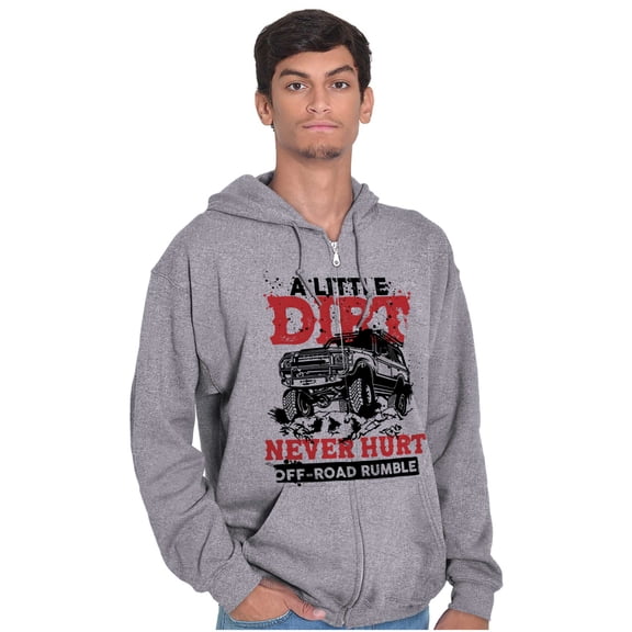 A Little Dirt Never Hurt Road Rumble Men's Big & Tall Graphic Zip Up Hoodie Brisco Brands 5X