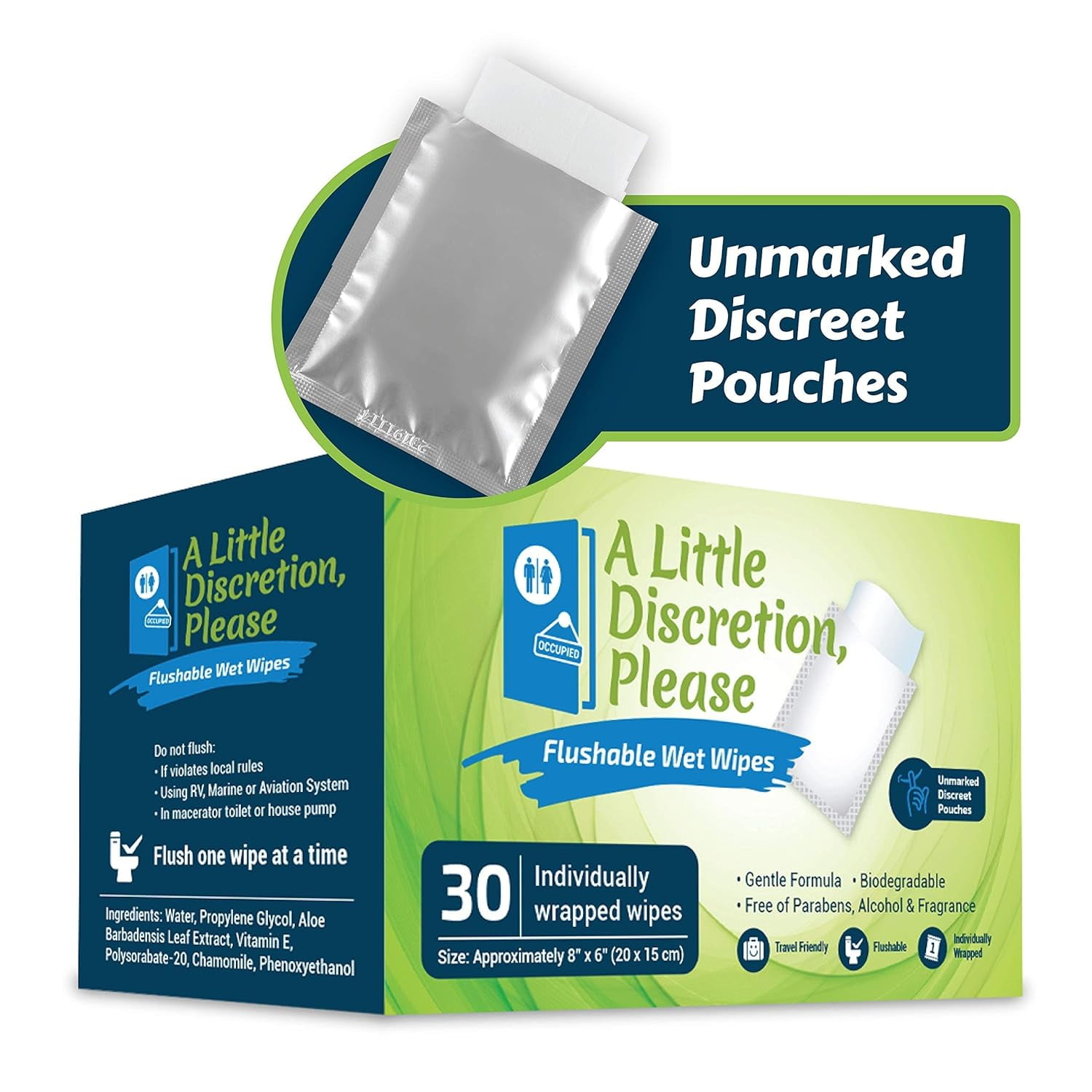 A Little Discretion, Please Individually Wrapped Flushable Wipes For