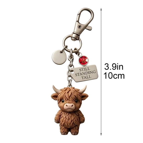 A Little Highland Cow for You Keychain, Emotional Support Highland Cow Keychain, With Inspirational Card for Friends Gift, G