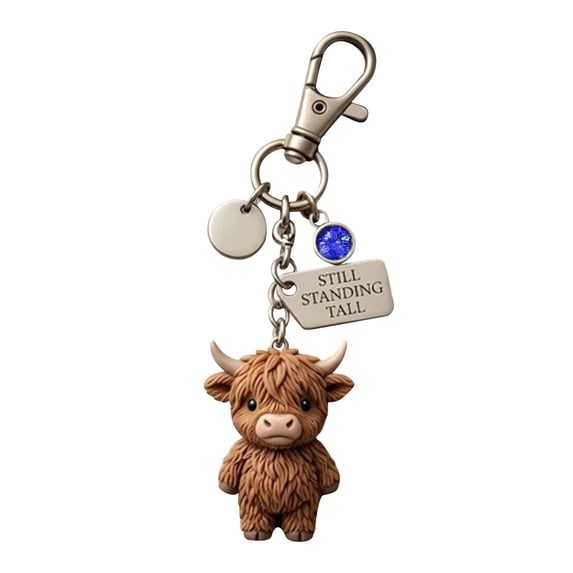 A Little Highland Cow for You Keychain, Emotional Support Highland Cow Keychain, With Inspirational Card for Friends Gift, H