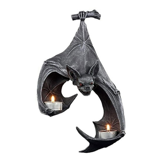 A Little Menorah with A Bat Wall Bat Wall Tealight Holder Wall Sculpture Hanging