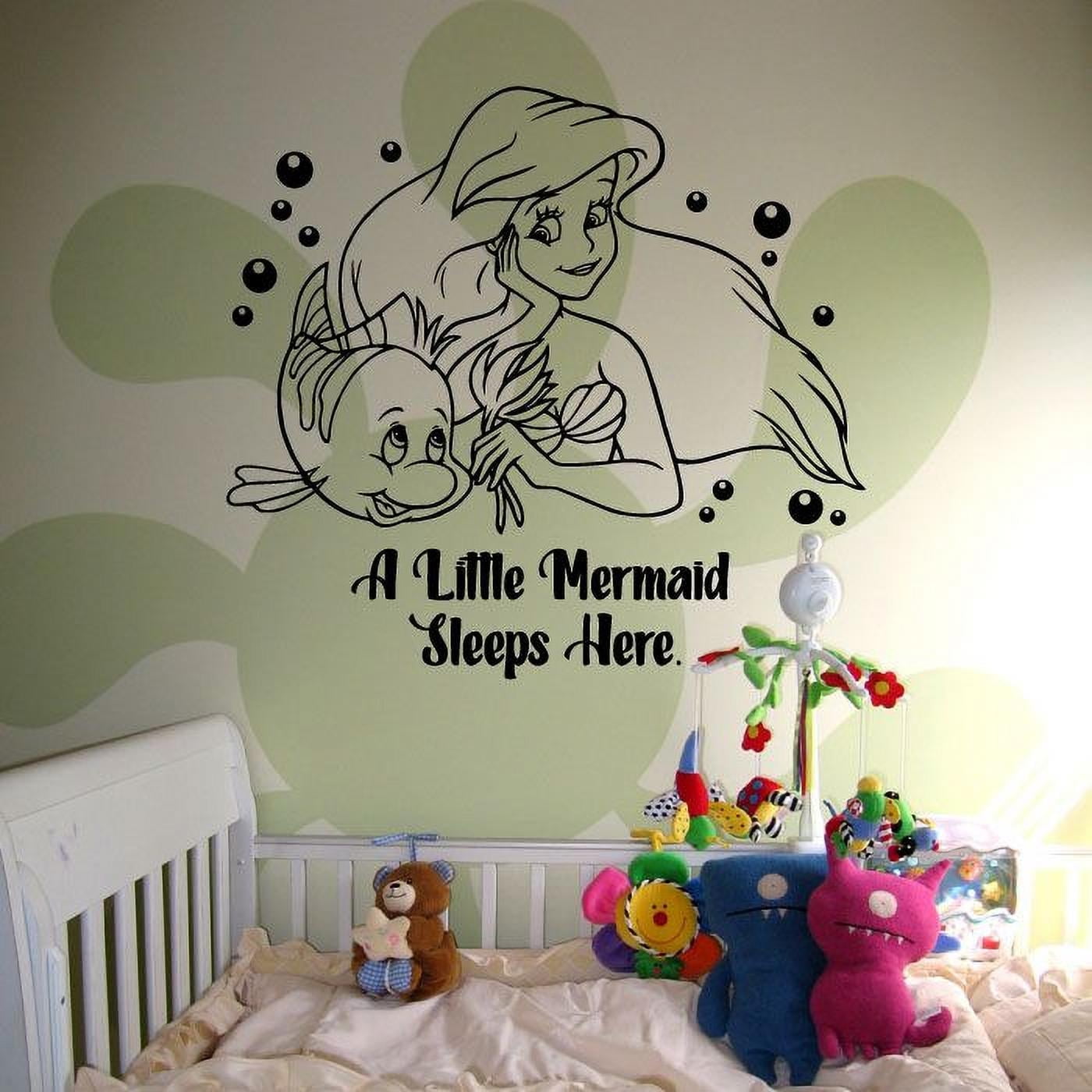 A Little Mermaid Sleeps Here Quotes Quote The Little Mermaid Ariel Disney Movie Disney Princess Quote Vinyl Wall Sticker Decal Home Room Baby Girls