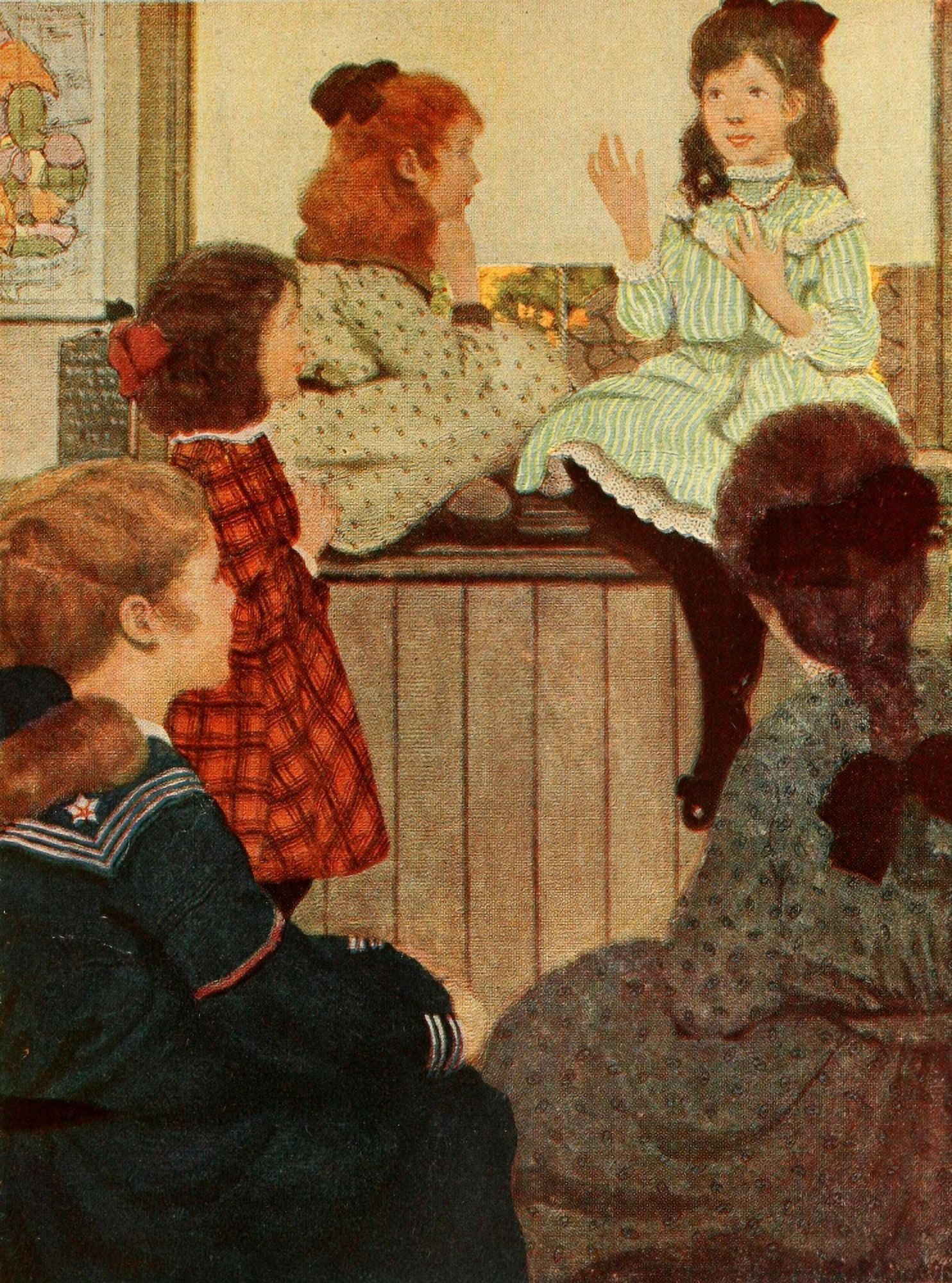 A Little Princess 1905 Explaining Canvas Art - Ethel Franklin Betts (24 x 36)