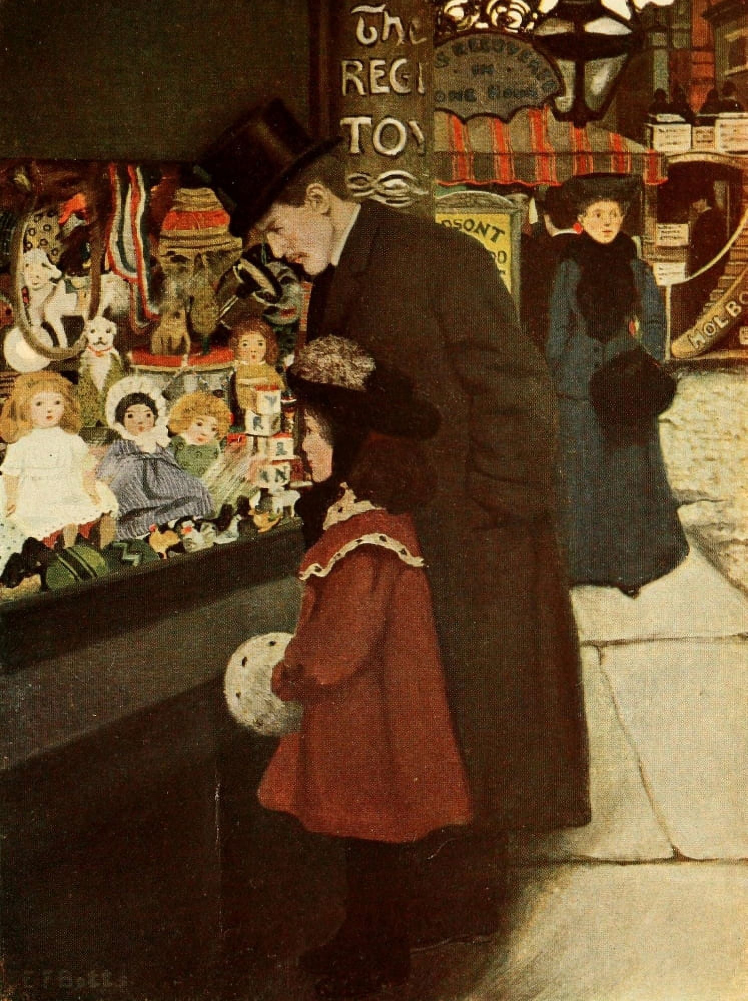 A Little Princess 1905 Shopping Canvas Art - Ethel Franklin Betts (24 x 36)