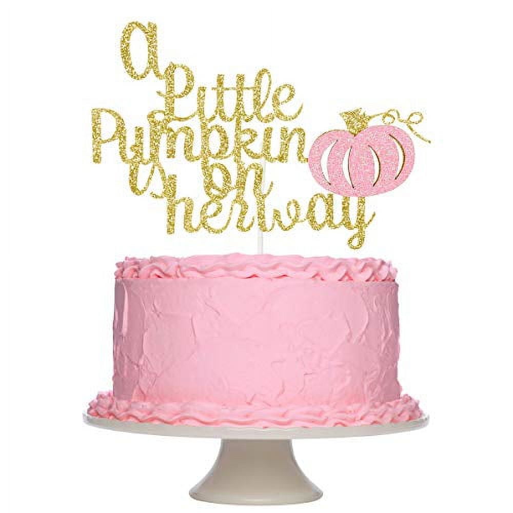 A Little Pumpkin is on her way Cake Topper Pink Girl Fall Baby ...