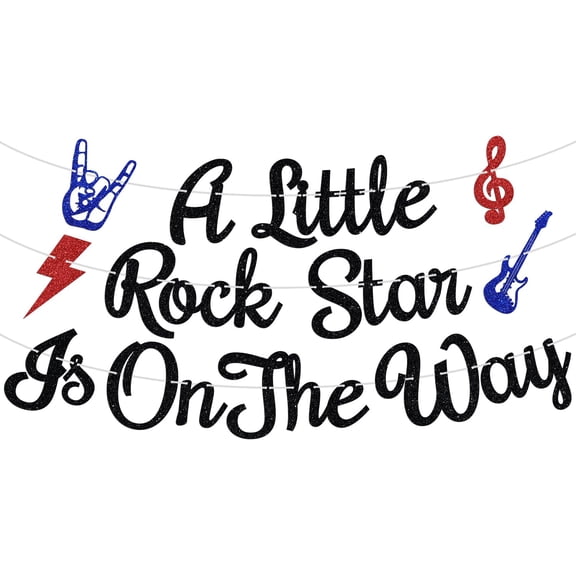 A Little Rock Star is On The Way Banner, Born to Rock, Music Themed Baby Shower, Rock & Roll Theme Birthday Gender Reveal Party Decorations Supplies
