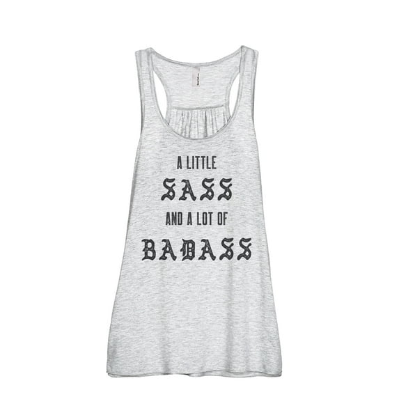 A Little Sass And A Lot Of Badass Women's Fashion Sleeveless Flowy Racerback Workout Yoga Tank Top Sport Grey 2X-Large