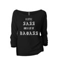 thumbnail image 1 of A Little Sass And A Lot Of Badass Women's Fashion Slouchy 3/4 Sleeves Raglan Lightweight Sweatshirt Black 2X-Large, 1 of 3
