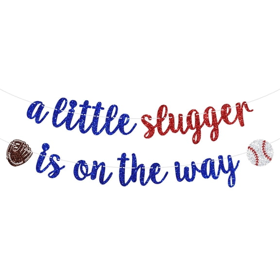A Little Slugger is on the Way Banner,Baseball Oh Baby, American Sport Theme Baby Shower Gender Reveal Birthday Party Decorations Supplies