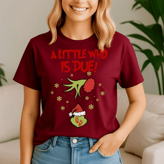 A Little Who Is Due Christmas, Funny Christmas TShirt, Santa Shirt, Vintage Holiday Tee, Merry Xmas Gift, Family Holiday Outfits