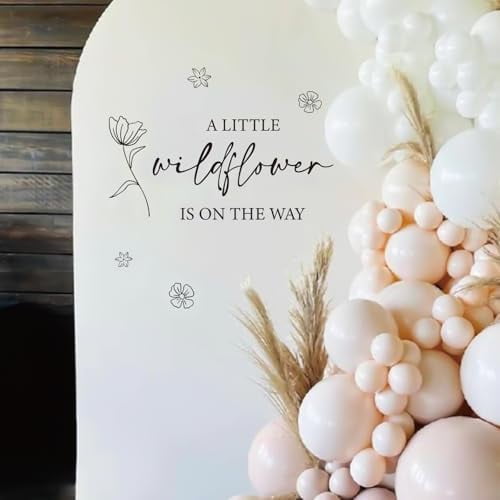 A Little Wildflower is On The Way Decal Baby Shower Backdrop Decorations Party Stickers Gender Reveal Welcome Sign Decal for Balloon Arch