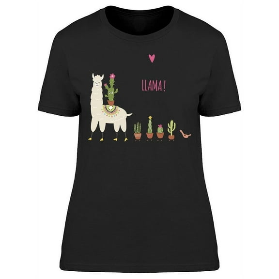 A Llama And A Lot Of Cactus T-Shirt Women -Image by Shutterstock, Female x-Large