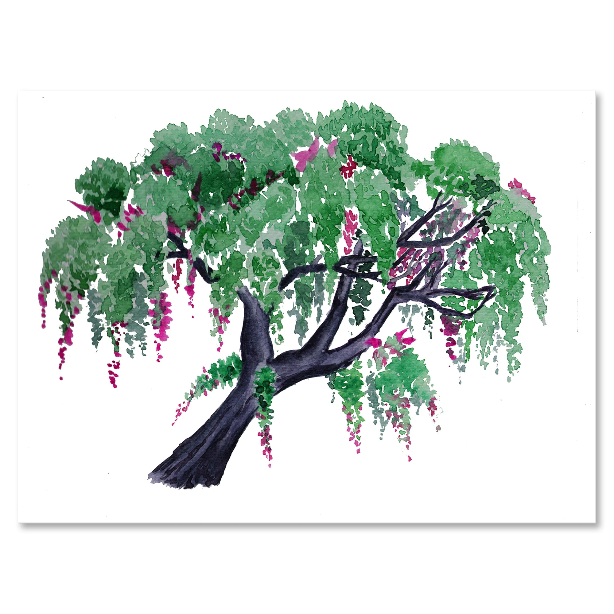 A Lonely Tree of Wisteria 32 in x 24 in Painting Canvas Art Print, by Designart