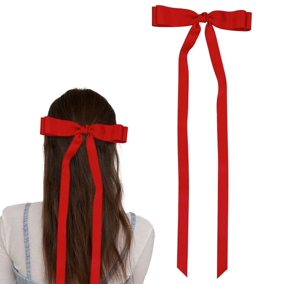A Long-Tail T-Knot Bow Clearance! 1Pcs Silky Satin Hair Bows Hair Clip Ribbon Accessories Ponytail Holder Hair Bow for Women Teens
