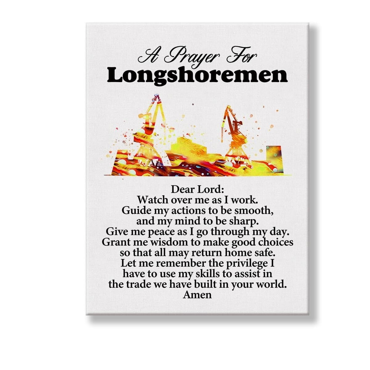 A Longshoremen's Prayer Quote Poster Canvas Wall Art for Office Home ...