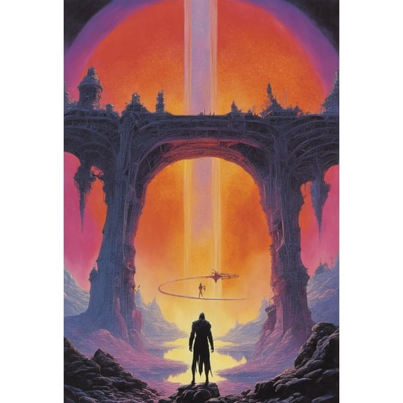 A Look Into The Beyond Retro Fantasy Illustration - 12" x 18" Art Print Wall Decor