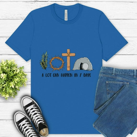 A Lot Can Happen In 7 Days Shirt, Christian Faith Resurrection Graphic Tee, ColumbiaBlue, 3XL