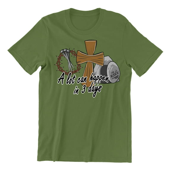 A Lot Can Happen in 3 Days He is Risen Christian Easter Church Men's T-shirt, M, Military