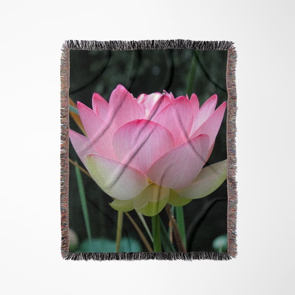 A Lotus Flower Beginning To Open, Woven Blanket