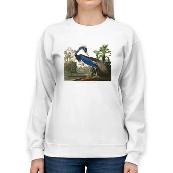 A Louisiana Heron Sweatshirt Women -John James Audubon Designs, Female Medium