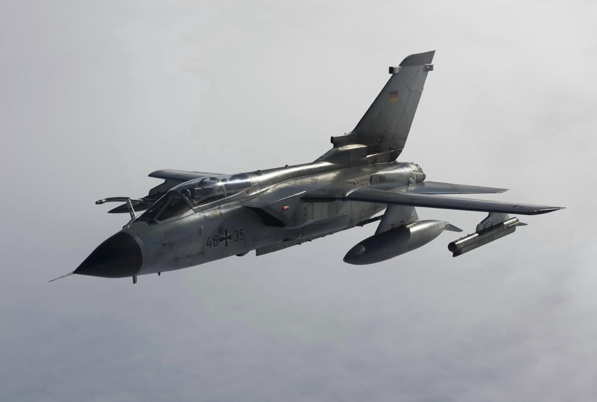 A Luftwaffe Tornado ECR over northern Germany Canvas Art - Gert KromhoutStocktrek Images (34 x 23)