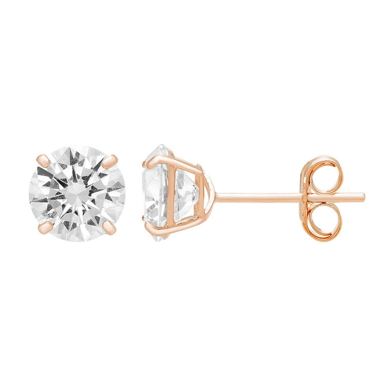 Rose Gold Earrings 14K Rose Gold Studs Screw Back Earrings Clear CZ Studs  Earrings Girls Gold Earrings Womens Rose Gold Earrings 