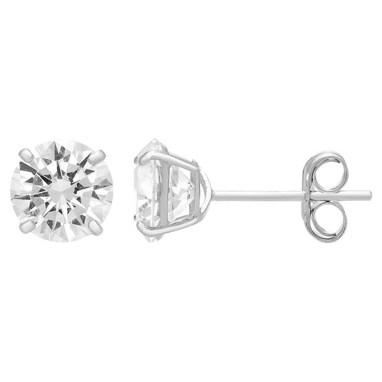 White Gold Round Diamond Stud Earring